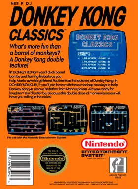 Donkey Kong Classics (USA, Europe) box cover back